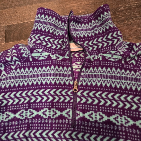 Columbia Fleece 1/4 Zip Lightweight Aztec Print - Purple, Turquoise - SZ Small - Picture 3 of 8